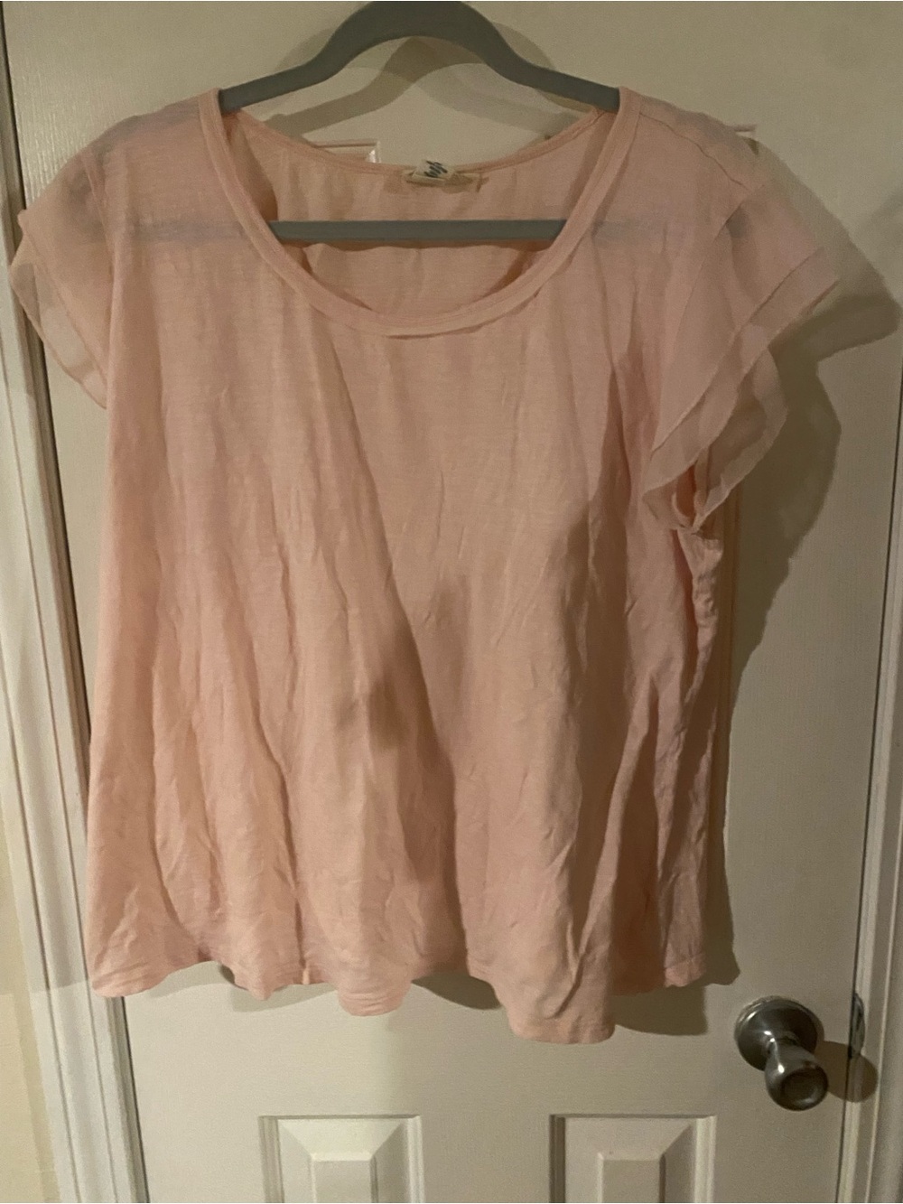 Style & Co. Short Sleeve Ruffle Cap Sleeve Tee in Pale Pink